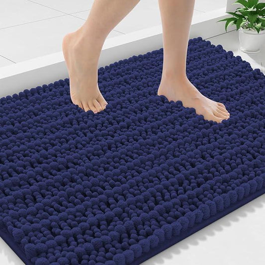 Smiry Bathroom Rugs Mat 36x24, Extra Soft Absorbent Chenille Bath Rugs, Non Slip Rubber Backing Machine Washable Quick Dry Bath Mats for Bathroom Floor, Tub, Shower, Home Decor Accessories, Deep Blue - ModernBath