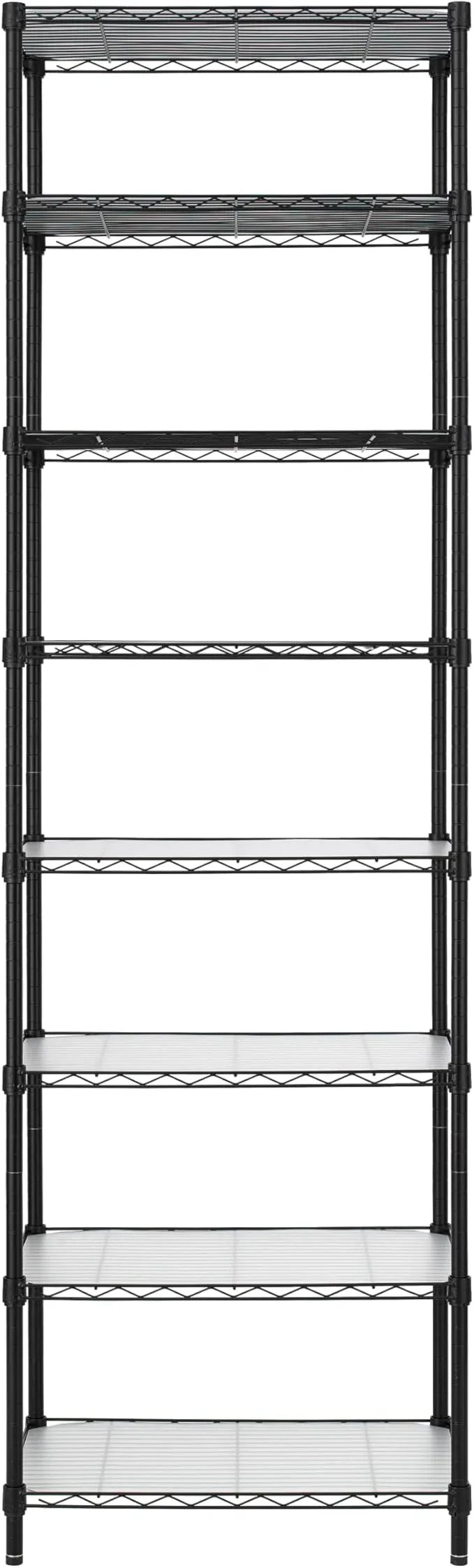 Finnhomy 8-Tier Wire Shelving Unit Adjustable Steel Wire Rack Shelving, 80.7 Inches Height 8 Shelves Metal Storage Rack, Pantry Shelves for Storage with PE mat, NSF Certified, Black - ModernBath