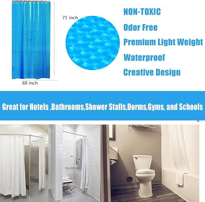 EVA Shower Curtain Liner Blue 3D Water Cube Clear for Bathroom With 12 Rust Proof Metal Grommets, 60x71 Inches for Girly Bathroom Stall - ModernBath