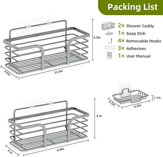 Yougai Shower Caddy 3 Pack, Adhesive Shower Shelf Organizer Rack, Rustproof Stainless Steel Bathroom Organizers and Storage, Large Capacity Wall Mounted No Drilling Bathroom Accessories - ModernBath