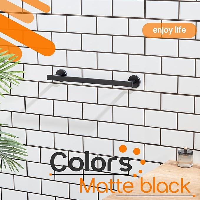 16 Inch Bathroom Towel Bar Bath Towel Rack Kitchen Towel Holder Towel Hanger Wall Mounted SUS304 Stainless Steel Matte Black AN4001MB-L16 - ModernBath