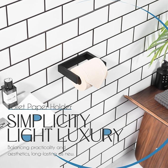 KOKOSIRI Toilet Paper Holder Spring Loaded Bathroom Toilet Roll Holder Wall Mount Stainless Steel Matte Black B2011BK - ModernBath