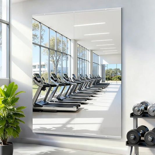 Amorho 56''x16''(Each)-2PCS Gym Mirror, Tempered Glass, Frameless Full Body Mirror for Home, Yoga Studios, Dance Rooms, Garage Gyms. - ModernBath