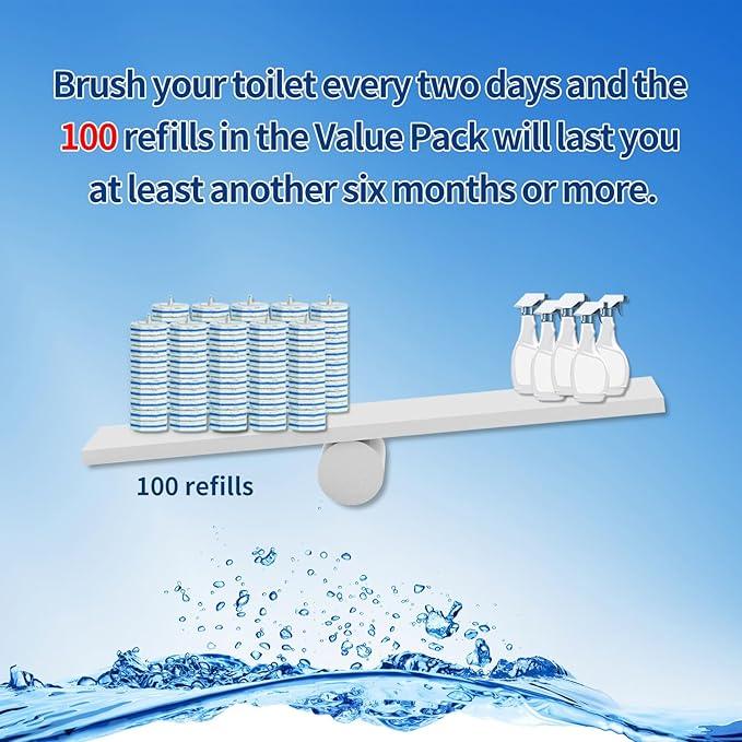 100pc Bulk Toilet Wand Refills - Disposable Toilet Brush Replacement Heads, Pack for Household Cleaning Bathroom cleaners Compatible Heads,washroom mats Brush Cleaning System,Clean Refill Pads. - ModernBath