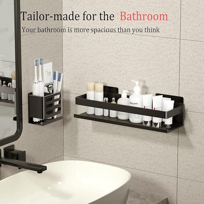 Shower Shelf 2 Pack - Bathroom Shower Shelf Rust-Proof Aluminum Adhesive Installation No Drilling Required, Suitable for Bathroom Storage and Home Decoration - ModernBath