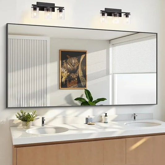 KOCUUY Black Bathroom Mirrors for Wall, 72x36 Large Rectangle Mirrors for Bathroom Sink, Oversized Wall Mirror Black Metal Framed Decor for Living Room, Farmhouse, Entryway, Hang Horizontal/Vertical - ModernBath