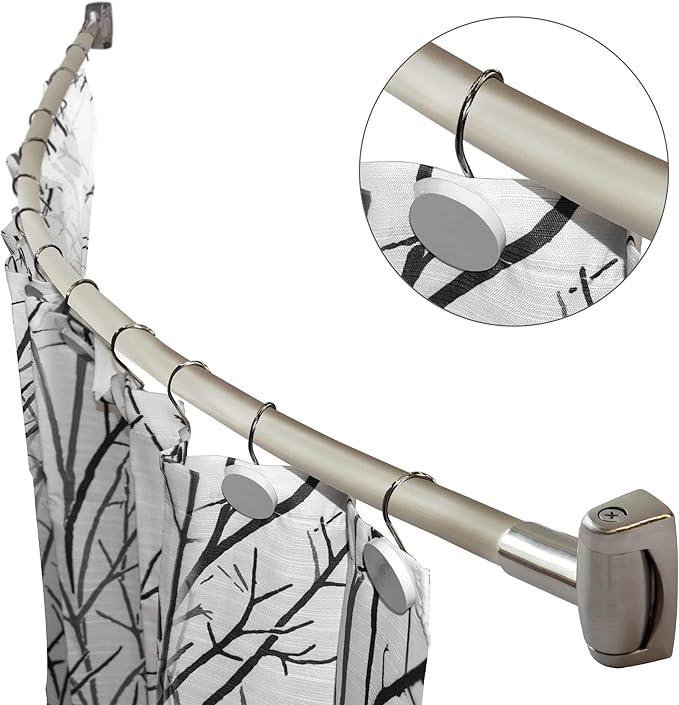 60-Inch Stainless Steel Curved Shower Curtain Rod, 5 Foot Mounted Non-Telescoping Rust Proof (Brushed Nickel) - ModernBath