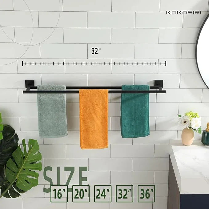 KOKOSIRI 32'' Towel Rails Bathroom Double Towel Bars Matte Black 32 Inch Bath Towel Holder for Washroom Wall Stainless Steel B5005BK-L32 - ModernBath