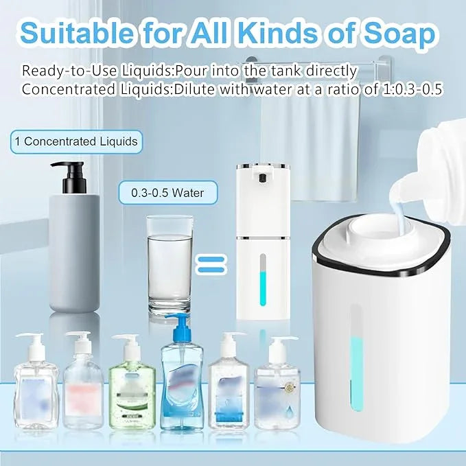 OHIFAST Automatic Liquid Soap Dispenser Touchless, USB Rechargeable Smart Hand Soap Dispenser, 9-Level Adjustable, Physical Button Operation, 13.5oz/400mL Wall Mounted for Bathroom Kitchen Dish Soap - ModernBath