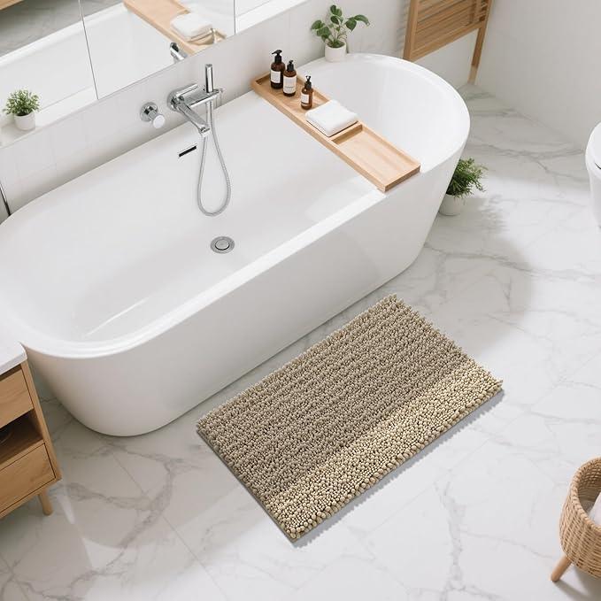 Yimobra Large Bathroom Rugs Non Slip Washable 36x24 Inch - Ultra Soft Absorbent Chenille Bath Mat, Quick Dry Shaggy Floor Carpet for Tub Shower, Camel Home Decor Accessories - ModernBath