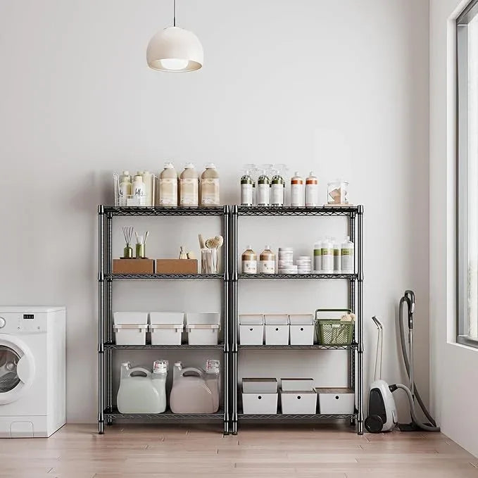 1000 lbs 4 Tier Shelf Metal Storage Shelves Shelving Wire Rack Heavy Duty Closet Organizers for Garage Kitchen Bathroom Laundry Black 15.7" D x 33.5" W x 59.5" H - ModernBath