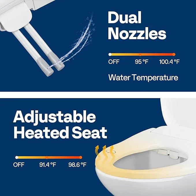 VIVOHOME Smart Heated Bidet Toilet Seat with Remote Control, Self-Cleaning Dual Nozzles for Rear and Front Cleansing, Adjustable Temperature Settings with Warm Air Dryer, Soft Close Lid, Nightlight - ModernBath