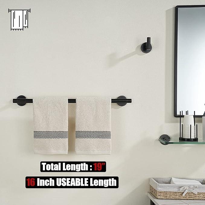 JQK Towel Bar Oil Rubbed Bronze, 19 Inch 304 Stainless Steel Thicken 0.8mm Towel Rack Bathroom, ORB Towel Holder Wall Mount, Useable Length 16 Inch TB110L16-ORB - ModernBath