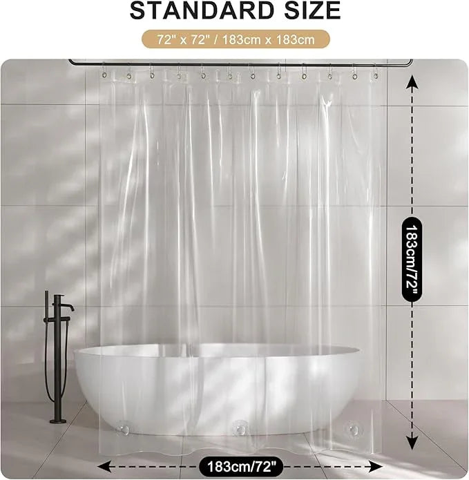 AmazerBath Shower Curtain Liner, 100% EVA Silky Soft Clear Heavy Duty Shower Curtain and Liner 2-in-1, 72x72 Luxury Plastic Weighted Bathroom Shower Liner, 12 Rustproof Grommets & 3 Heavyweight Stones - ModernBath