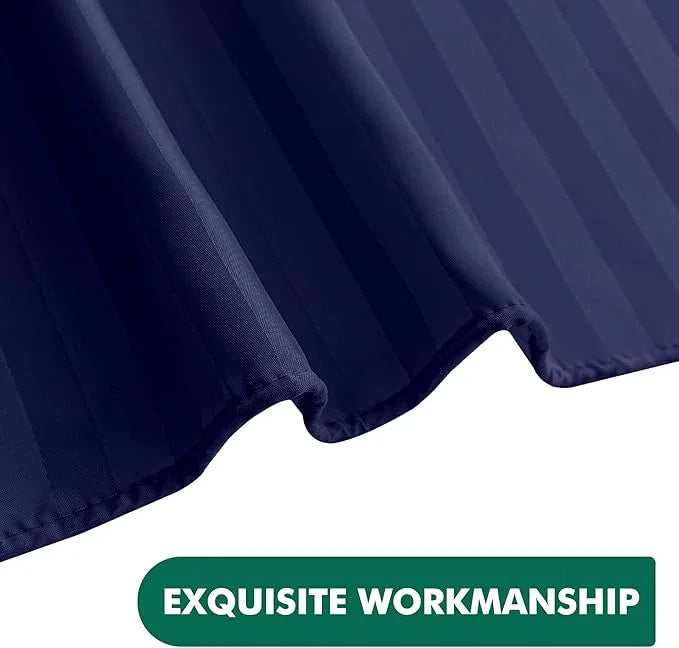 Biscaynebay Fabric Shower Curtain or Liner 72" by 72", Navy Water Repellent Damask Stripes Bathroom Curtains Machine Washable - ModernBath