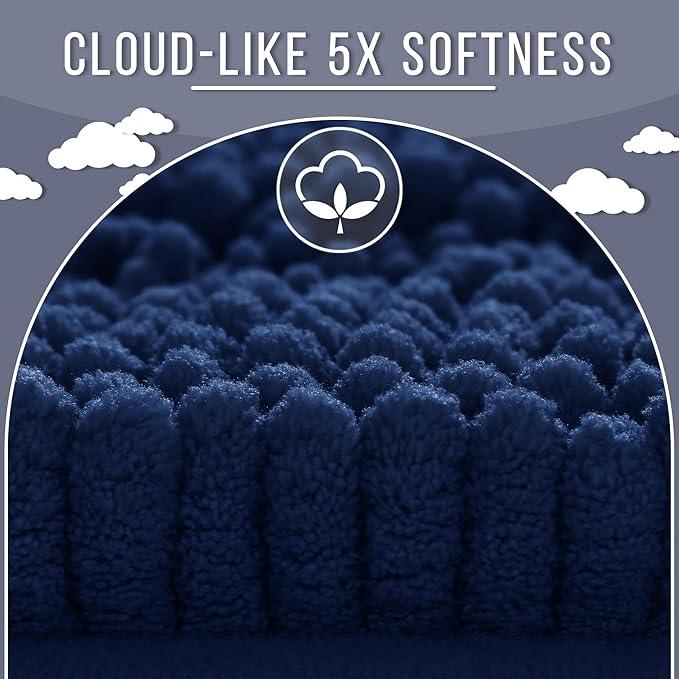 Yimobra Navy Blue Bathroom Rug Mat, Non Slip Quick Dry Bath Mats, Extra Thick and Super Absorbent Bath Rugs, Luxury Microfiber Chenille Plush Fluffy Washable Soft Shower Carpet for Floor, 24" x 17" - ModernBath
