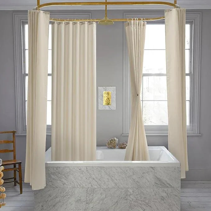 Nasitos Fabric Shower Curtain Liners 4 Pack - W72 x H72 - Washable & Water Resistant Cloth Shower Liner for Bathroom, Soft Hotel Quality, Standard Size (Beige, Include 8 Separate Magnets) - ModernBath