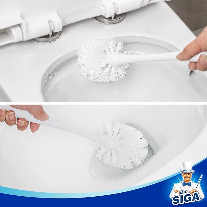 MR.SIGA Toilet Plunger and Bowl Brush Combo for Bathroom Cleaning, White, 2 Sets - ModernBath