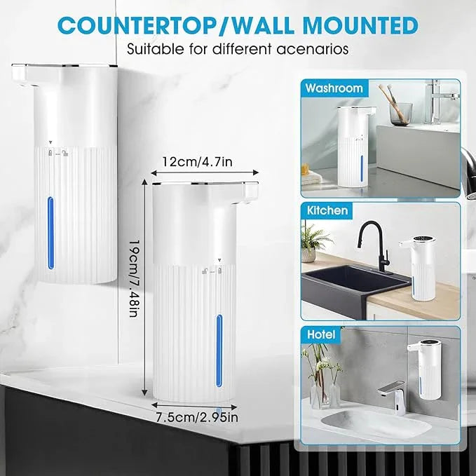 2 Pack Touchless Automatic Liquid Soap Dispenser, 13.5oz Smart Sensor Hand Wash Dispenser, USB Rechargeable & Adjustable for Bathroom Kitchen Sink, White Stripes - ModernBath
