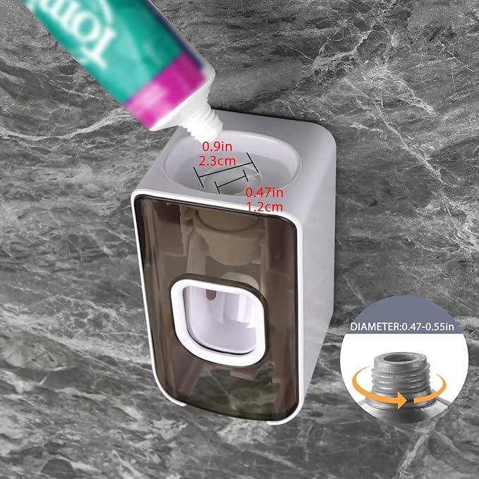 2 Slot Toothbrush Holder and Toothpaste Dispenser Wall Mounted, Automatic Toothpaste Squeezer, 2 in 1 Tooth Brush Toothpaste Organizer for Shower (Grey 2Pack) - ModernBath