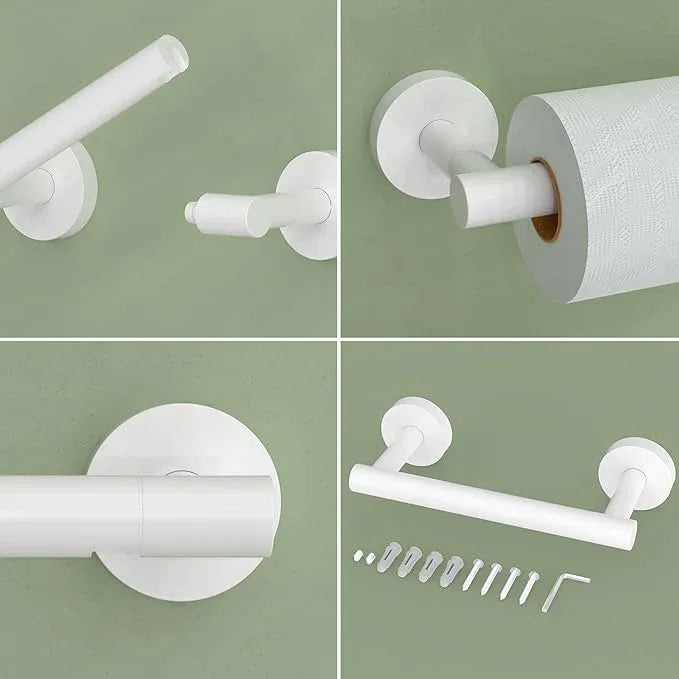 White Toilet Paper Holder SUS304 Stainless Steel Double Post Pivoting Toilet Paper Roll Holder Wall Mounted Toilet Tissue Holder for Commercial Bathroom RV Brushed Brass Finish - ModernBath