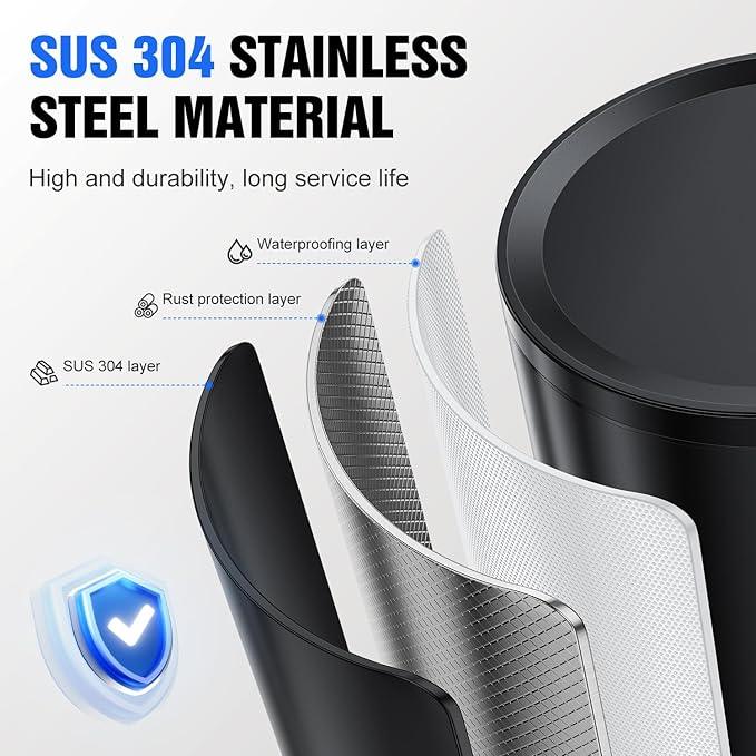Fantictas Automatic Soap Dispenser Touchless, Stainless Steel 11.5 oz 3 Levels Adjustable Hand Soap Dispenser with Rechargeable Sensor Pump for Kitchen & Bathroom Liquid Soap, Black - ModernBath