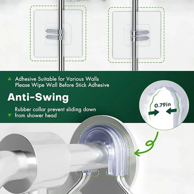 Sewulidon Stainless Steel Shower Caddy Hanging for Handheld Shower Heads,Rustproof Hose Shower Organizer Adjustable Length Shower Rack with 24 Hooks,Razor Holder,Soap Holder - ModernBath