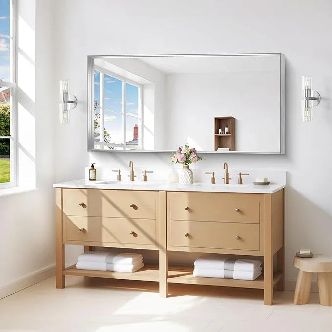 NIMURY Silver Bathroom Mirror, 24x48 Inch Rectangular Framed Mirror, Large Wall Mounted Bathroom Vanity Mirror Over Sink for Bedroom,Restroom, Living Room, Hangs Vertically or Horizontally - ModernBath