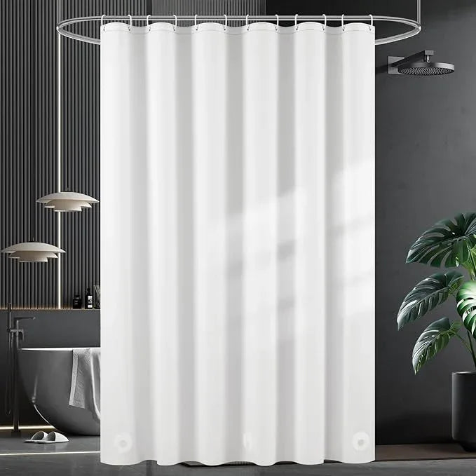 UFRIDAY White Long Shower Curtain Liner 72 x78 inch Premium PEVA,Heavy Duty Shower Curtain with 3 Weighted Magnets, Plastic Waterproof Bath Curtains with 12 Hooks - ModernBath