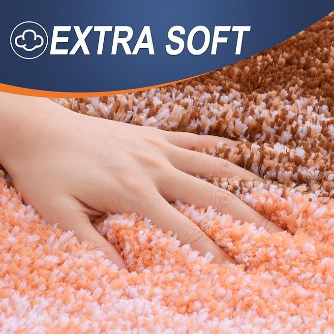 OLANLY Luxury Toilet Rugs U-Shaped 24x20, Extra Soft and Absorbent Microfiber Bathroom Rugs, Non-Slip Plush Shaggy Bath Mat, Machine Wash Dry, Contour Bathroom Mats for Toilet Base, Orange - ModernBath