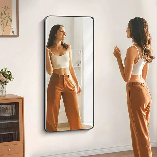 DESBING 24" x 55"Bathroom Mirror, Matte Black Wall Mirror with Metal Frame, Decorative Rectangular Vanity Mirror for Bedroom Bathroom Living Room Entryway (Horizontal/Vertical) - ModernBath