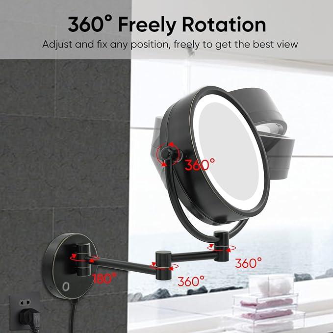 GURUN 8.5 Inch Magnifying Makeup Mirror with 3 Tones Dimmable LED Lights Double Sided Touch Control Vanity Mirror for Bathroom with 10X Magnification M1809DO-T (Oil-Rubbed Bronze/10X) - ModernBath