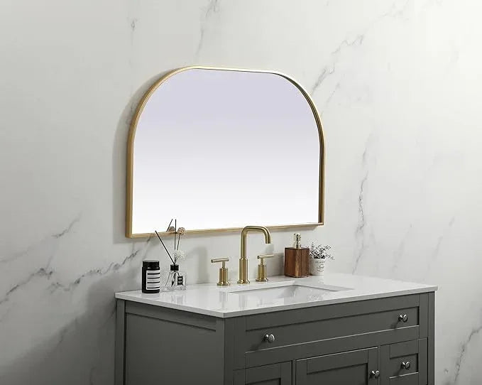 Illuminate, Metal Frame Arch Mirror 39X24 Inch in, Modern, Brass - ModernBath