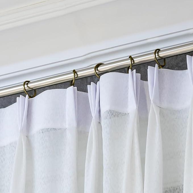 Hotop 30 Pcs Metal Drapery Curtain Rings 0.98/1.26/1.65 inch Interior Diameter and 30 Pcs Hanging Curtain Drapery Pin Hooks for Window Door Shower(Oil-Rubbed Bronze,25mm) - ModernBath