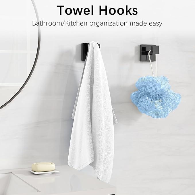 Bathroom Hardware Accessories Set, 10 Piece Black Towel Bar Set Stainless Steel, Towel Racks for Bathroom Wall Mounted Towel Holder Set, 24 inch - ModernBath
