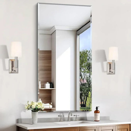 KOCUUY Beveled Mirror, 24x48 Inch Frameless Bathroom Mirror for Over Sink, Upgraded Shatterproof Beveled Unframed Design Mirror for Bathroom, Bedroom, Hang Horizontal/Vertical - ModernBath