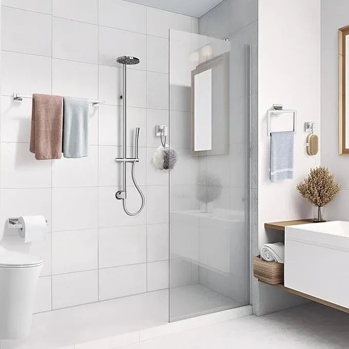 TQKAG Brushed Nickel Bathroom Hardware Accessories Set 10 Pieces, 23.6" SUS304 Stainless Steel Towel Bar Set Wall Mounted Includes Single Towel Bar, Towel Ring, Toilet Paper Holder, Double Towel Hooks - ModernBath