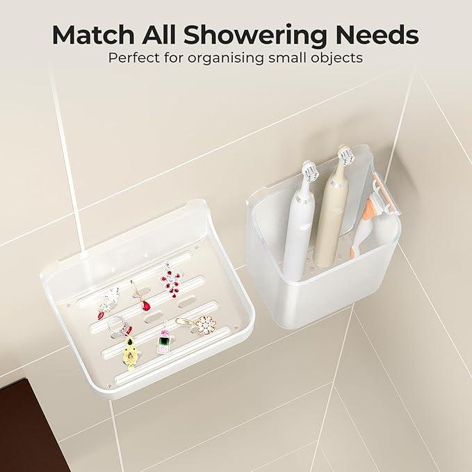 Orimade Shower Caddy 4-Pack, No-Drill Adhesive Shelves for Bathroom, Rustproof ABS Storage Organizer Set, Clear - ModernBath