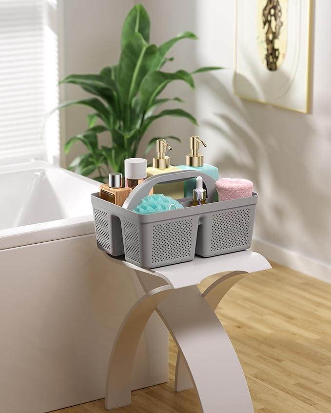MLIKLU 4 Pack Portable Shower Caddy, Integrated Handle, Reinforced Plastic, Quick-Dry Ventilation Holes, Multi-purpose Storage Basket for Home, Dorm and Bathroom, Kitchen, Under Sink Storage, Black - ModernBath
