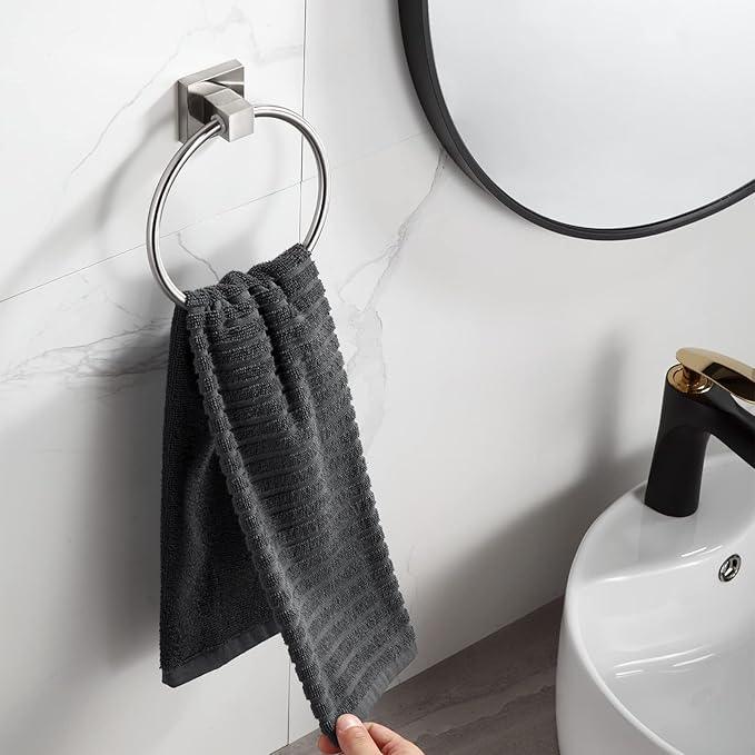 BVL Towel Ring Brushed Nickel, Hand Towel Holder Ring Hanger for Bathroom Kitchen ,Metal Round Towel Holder Wall Mounted Towel Rack,2 Pack 206322 - ModernBath