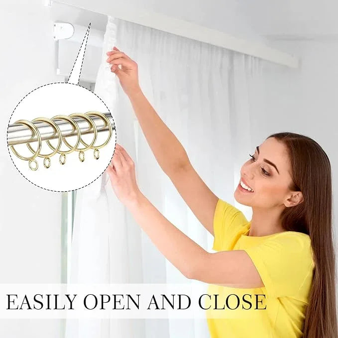 Maitys 100 Pcs Metal Curtain Rings with Eyelet 1.5-inch Inner Diameter Eyelet Curtain Rings for Drapery Clips Hooks for Sliding Window Bathroom Door Shower Rod (Gold) - ModernBath
