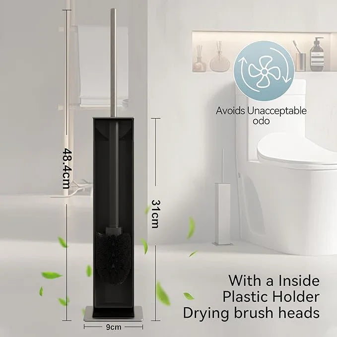 Brushed Nickel Toilet Brush and Holder,Toilet Bowl Brush with Extra Long Handle - ModernBath