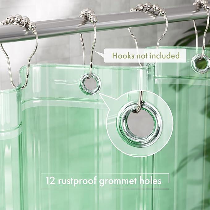 AmazerBath Shower Curtain Liner, 72x72 Transparent Mint Green Shower Liner, Lightweight Plastic Shower Curtain Liners, Waterproof Shower Liner for Bathroom with 3 Magnets and 12 Grommet Holes - ModernBath