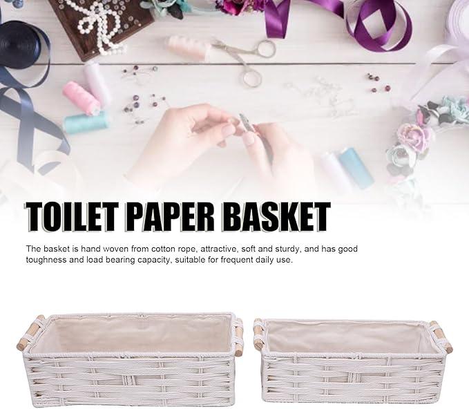 2pcs Storage Basket,Bohemian Decorative Basket,Boho Decor Woven Decorative Toilet Paper with Handles for Home Decor Bedroom Living Room Entryway - ModernBath