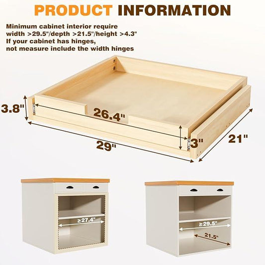 Pullout Cabinet Organizer, 29''W×21''D×3''H Slide Out Shelves for Kitchen Cabinets, Pull out Drawers for Kitchen Cabinets, Pantry, Bathroom, & Storage Organization - ModernBath