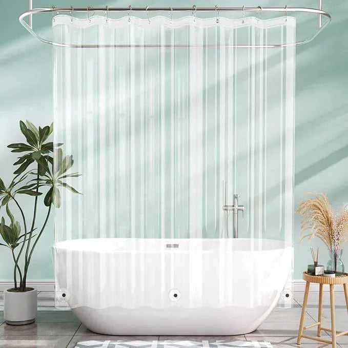 AmazerBath Camper Shower Curtain Liner, 72x65 Clear Shower Curtain Liner, Waterproof Plastic Shower Liner, Lightweight PEVA Shower Curtain for Bathroom with 3 Magnets and 12 Rustproof Metal Grommets - ModernBath