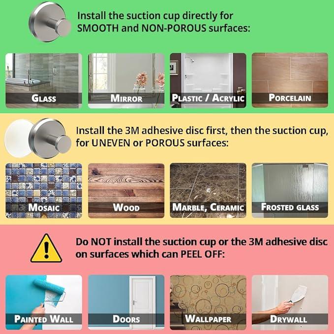 HOME SO Suction Cup Hooks for Shower, Bathroom, Kitchen, Glass Door, Mirror, Tile – Loofah, Towel, Coat, Bath Robe Hook Holder for Hanging up to 15 lbs – Polished Matte Chrome, Brushed Nickel (4-pack) - ModernBath