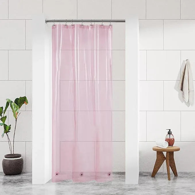 Barossa Design Clear Pink Stall Shower Curtain Liner with 3 Magnets - 36" x 72" Waterproof Lightweight PEVA Plastic Narrow Shower Liner for Small Bathroom, Metal Grommets - Clear Pink - ModernBath