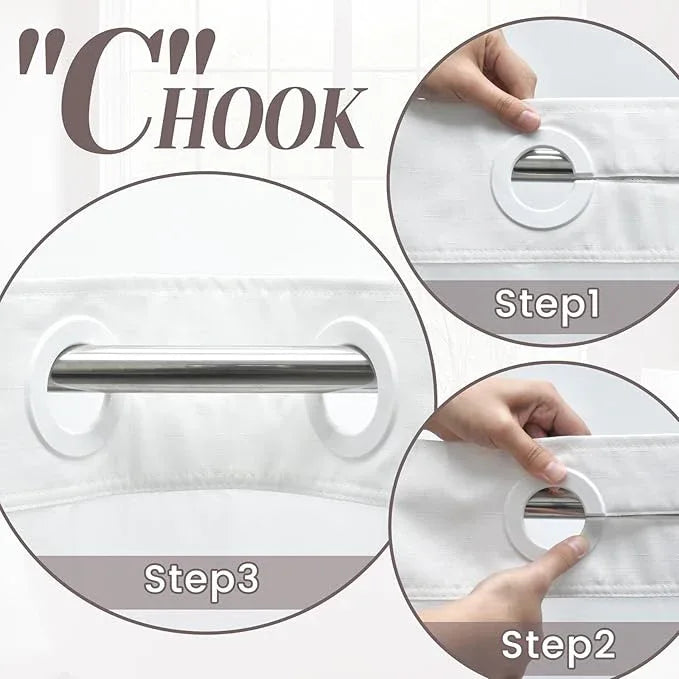 SORTTO No Hook Slub Textured Shower Curtain with Snap in Liner - White Fabric Outer Curtain & Waterproof Inner Liner, Hotel Style with See Through Top Window, 71x86 in - ModernBath