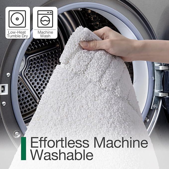 LUMI Bathroom Rugs Non Slip with Rubber Backing, Extra Soft Plush Microfiber Bath Rug Absorbent, Machine Washable Bath Mat Quick Dry for Tub, Shower, Hotel, White, 24"x43" - ModernBath